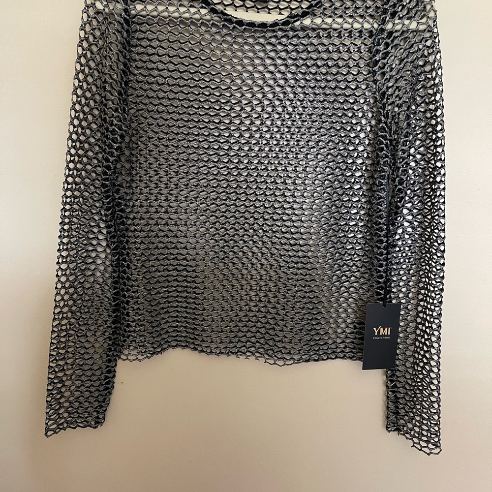 YMI Sheer Black Long Sleeve Blouse
